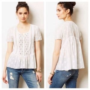 Anthropologie Leifsdottir Serein White Peplum Top